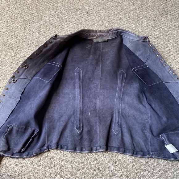 Blur Made in Italy Gray Studded Leather Jacket - Picture 12 of 16